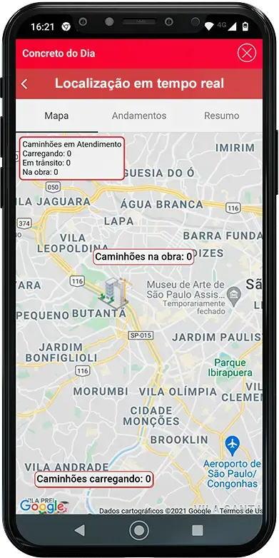 Imagem do APP Engemix - Tela