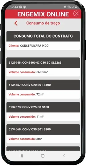 Imagem do APP Engemix - Tela