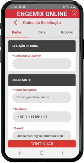 Imagem do APP Engemix - Tela